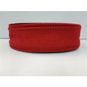 Ruban Burlap Wired 1½x25yds Rouge