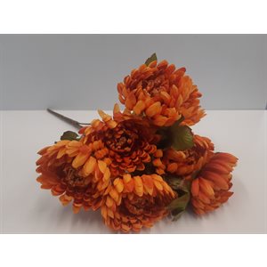 Bouquet mum artificiel 15" (7 tiges) Orangé