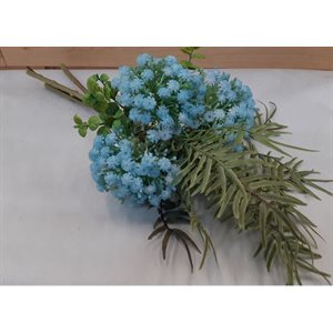 Bouquet gypsophile / fougère 15.7" Bleu