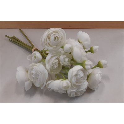 Renoncule Bouquet artificiel 11" (6 fleurs) Blanc