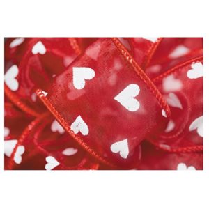 Ruban ''GLITTER HEARTS'' Rouge #9x50yds