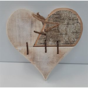 Coeur en bois avec corde ''white poplar'' 16cm Petit