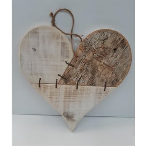 Coeur en bois avec corde ''white poplar'' 32cm Large