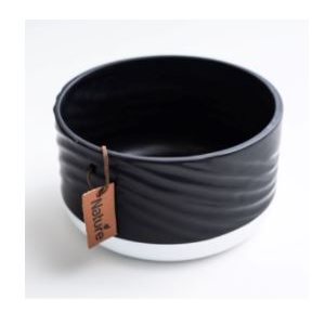 Cache pot céramique rond 'Nature' 6½x3½" Blanc / Noir